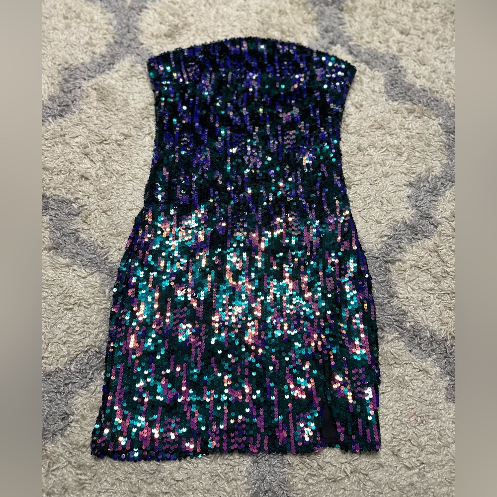 Sequin Strapless Mini Dress - Multicolor